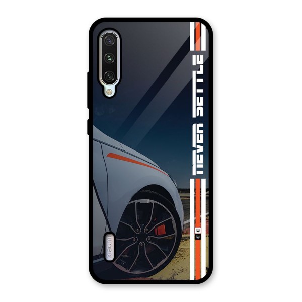 Never Settle SuperCar Glass Back Case for Mi A3