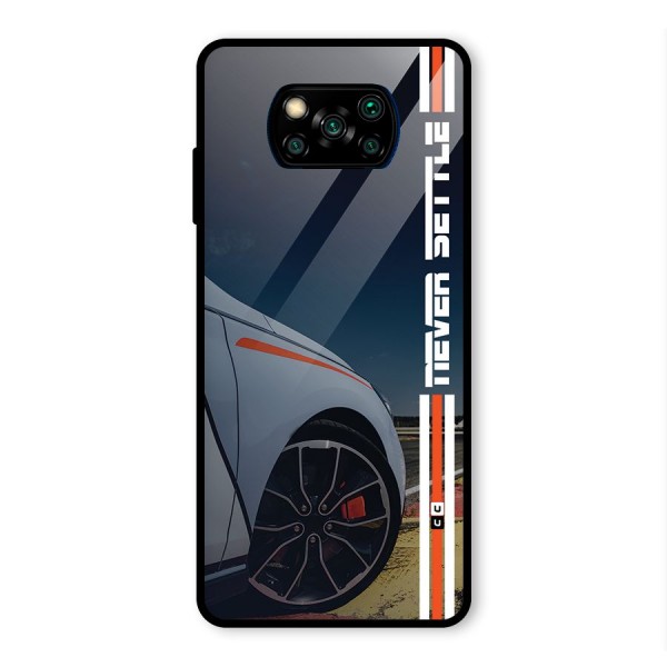 Never Settle SuperCar Glass Back Case for Poco X3 Pro