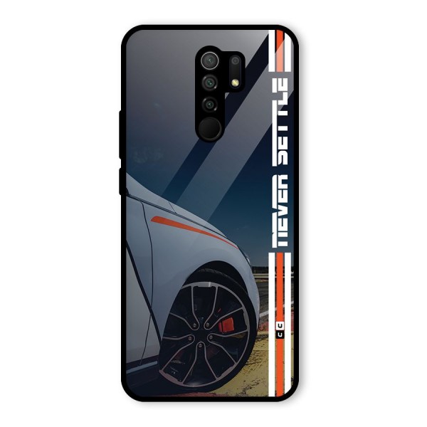 Never Settle SuperCar Glass Back Case for Redmi 9 Prime