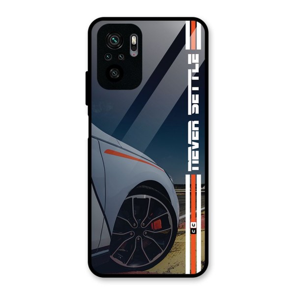 Never Settle SuperCar Glass Back Case for Redmi Note 10