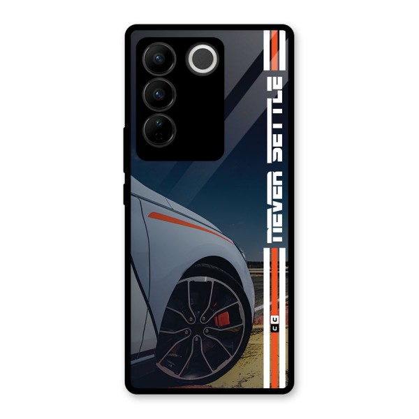 Never Settle SuperCar Glass Back Case for Vivo V27