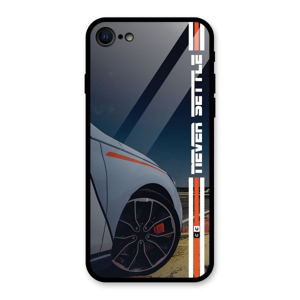 Never Settle SuperCar Glass Back Case for iPhone SE 2020