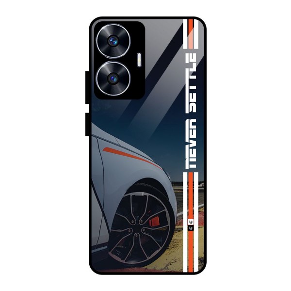 Never Settle SuperCar Glass Back Case for realme C55