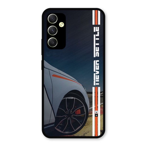 Never Settle SuperCar Metal Back Case for Galaxy A34