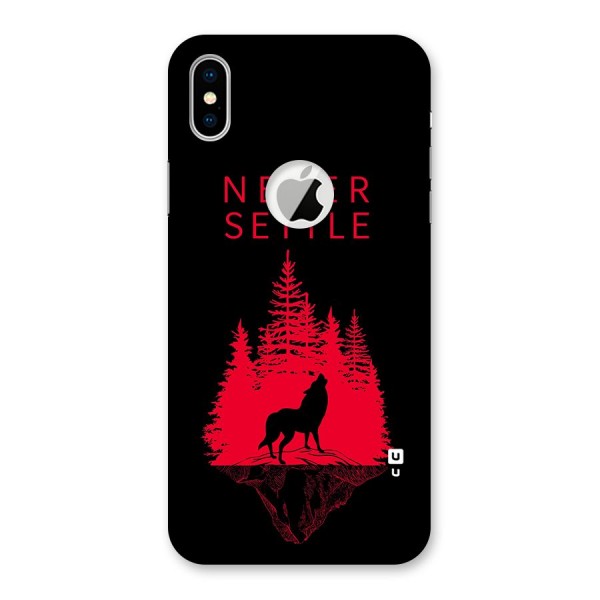 Never Settle Wolf Back Case for iPhone XS Logo Cut