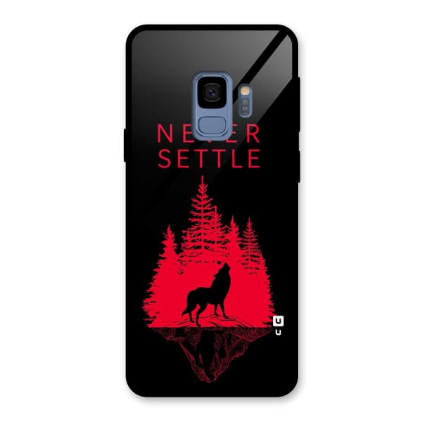 Never Settle Wolf Glass Back Case for Galaxy S9