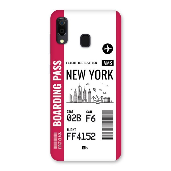 New York Boarding Pass Back Case for Galaxy A20