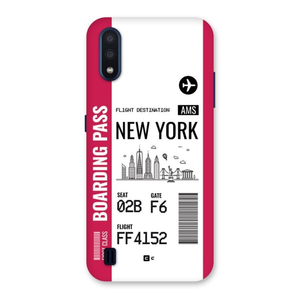 New York Boarding Pass Back Case for Galaxy M01