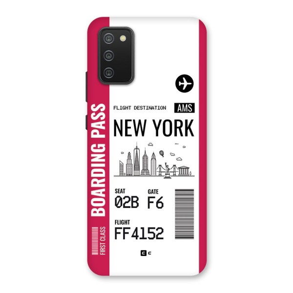 New York Boarding Pass Back Case for Galaxy M02s