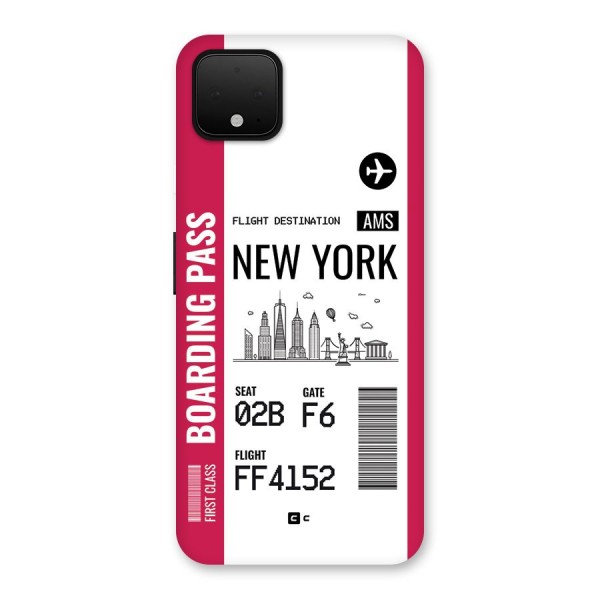 New York Boarding Pass Back Case for Google Pixel 4 XL
