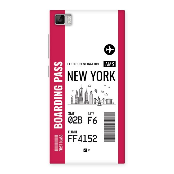 New York Boarding Pass Back Case for Mi3