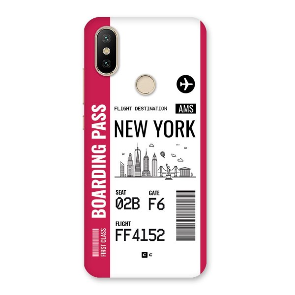 New York Boarding Pass Back Case for Mi A2