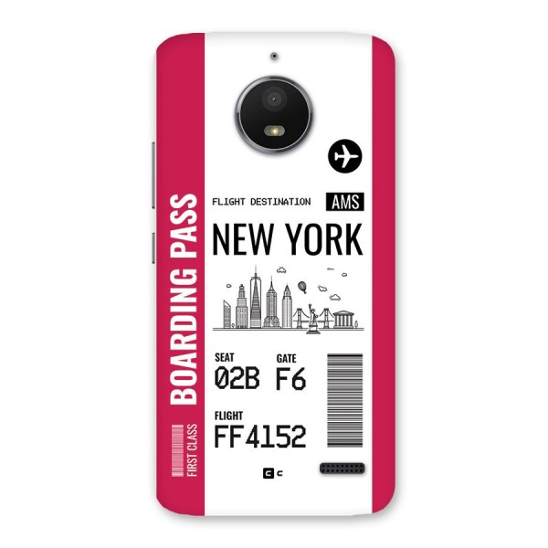 New York Boarding Pass Back Case for Moto E4