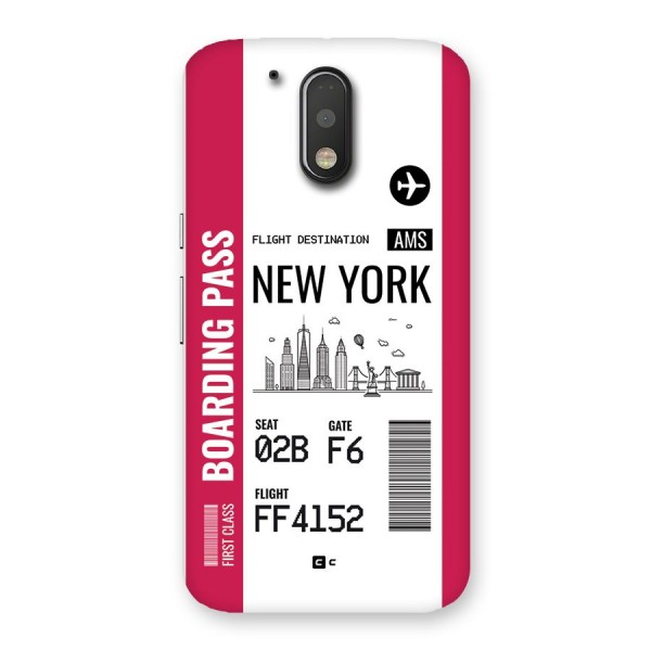 New York Boarding Pass Back Case for Moto G4