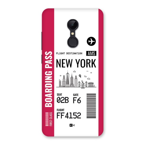 New York Boarding Pass Back Case for Redmi 5