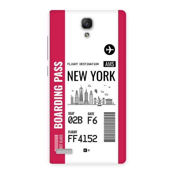 New York Boarding Pass Back Case for Redmi Note