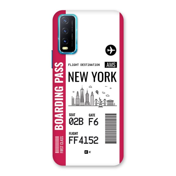 New York Boarding Pass Back Case for Vivo Y12s