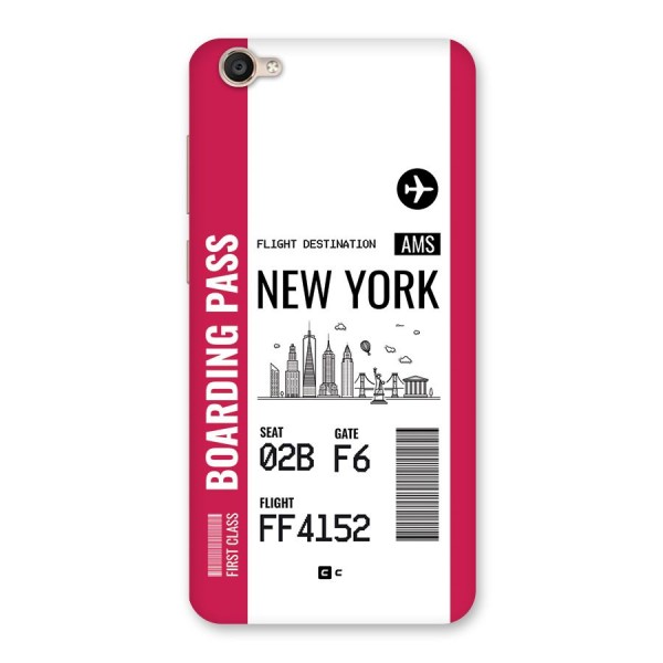 New York Boarding Pass Back Case for Vivo Y55s