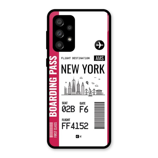 New York Boarding Pass Glass Back Case for Galaxy A32