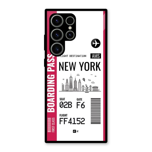 New York Boarding Pass Glass Back Case for Galaxy S23 Ultra