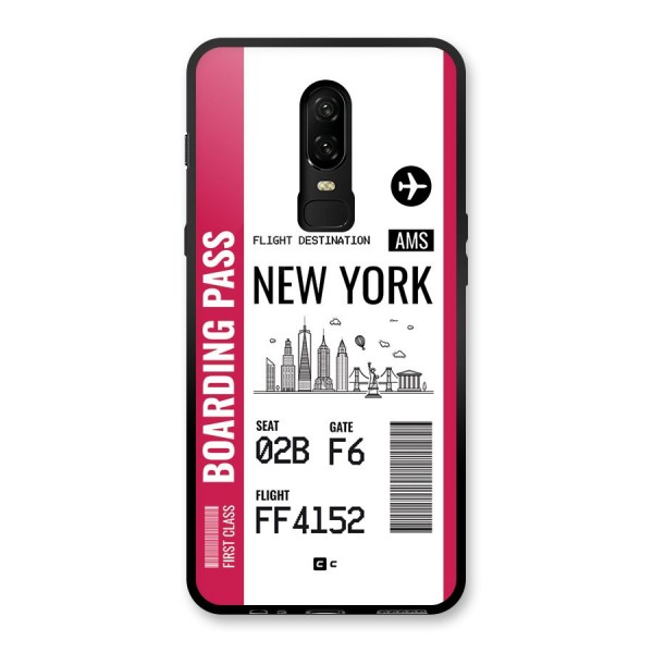 New York Boarding Pass Glass Back Case for OnePlus 6