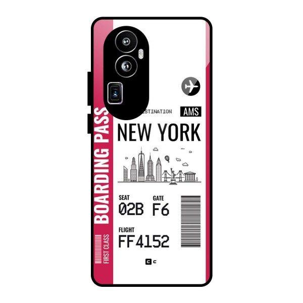 New York Boarding Pass Glass Back Case for Oppo Reno10 Pro Plus