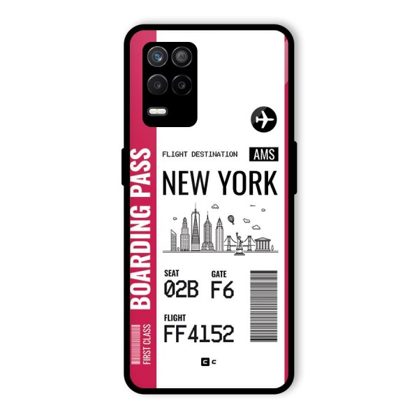 New York Boarding Pass Glass Back Case for Realme 8s 5G