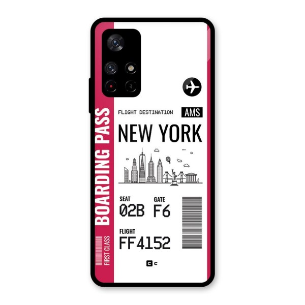 New York Boarding Pass Glass Back Case for Redmi Note 11T 5G