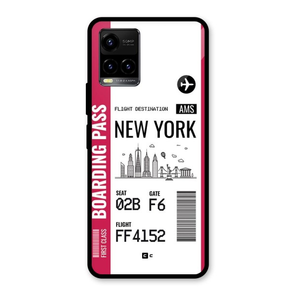 New York Boarding Pass Glass Back Case for Vivo Y21T