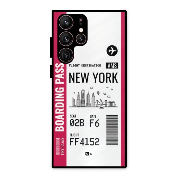 New York Boarding Pass Metal Back Case for Galaxy S22 Ultra 5G