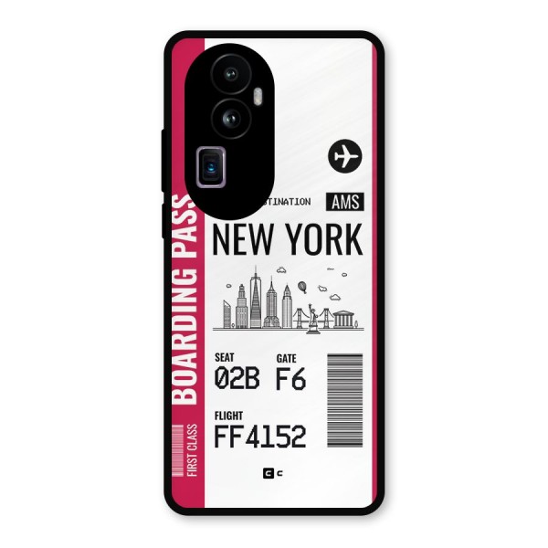 New York Boarding Pass Metal Back Case for Oppo Reno10 Pro Plus