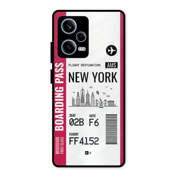New York Boarding Pass Metal Back Case for Redmi Note 12 Pro