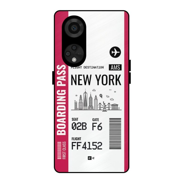 New York Boarding Pass Metal Back Case for Reno8 T 5G