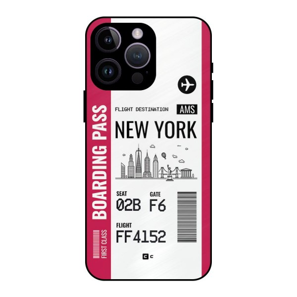 New York Boarding Pass Metal Back Case for iPhone 14 Pro Max