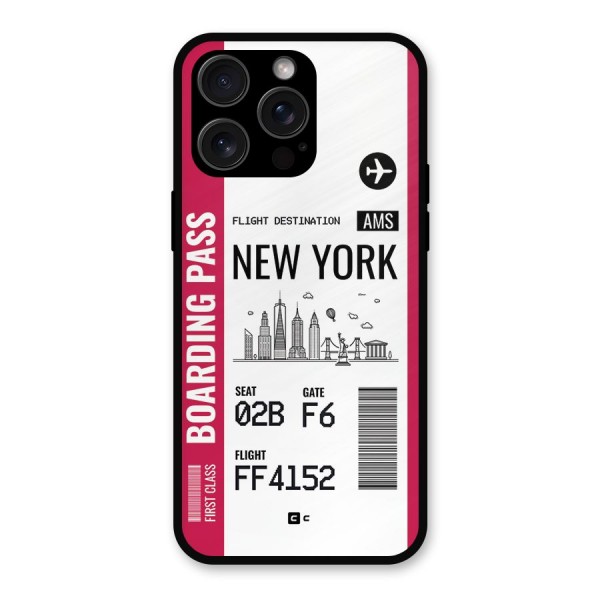 New York Boarding Pass Metal Back Case for iPhone 15 Pro Max