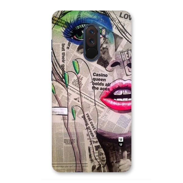 Newspaper Girl Art Glass Back Case for Poco F1