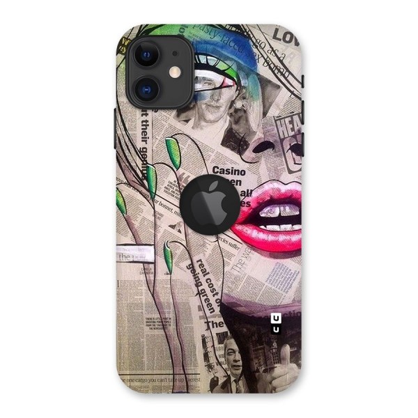 Newspaper Girl Art Back Case for iPhone 11 Logo Cut