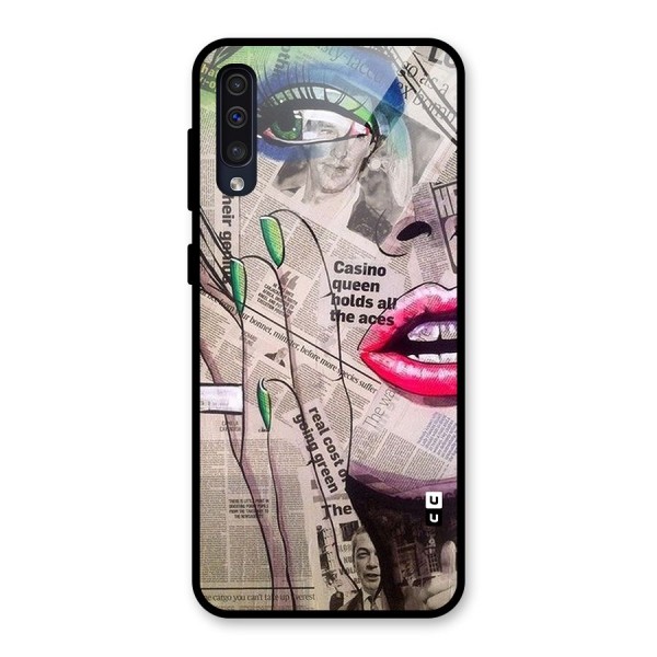 Newspaper Girl Art Glass Back Case for Galaxy A50s