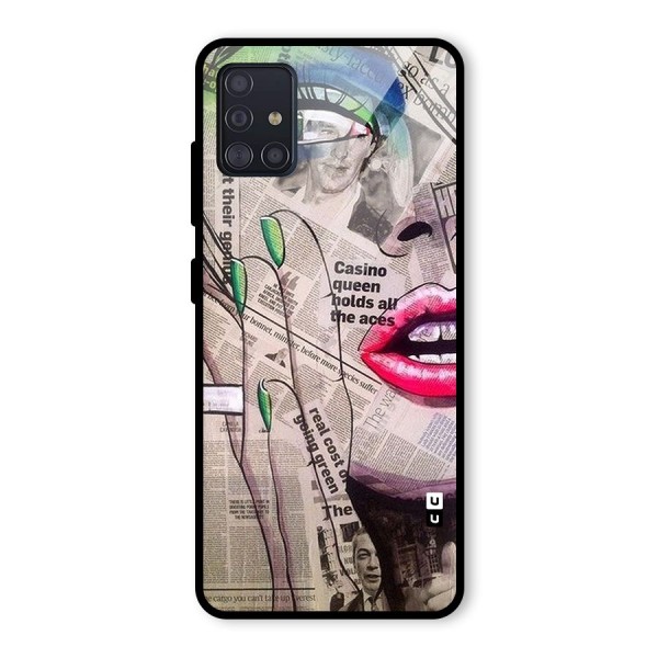 Newspaper Girl Art Glass Back Case for Galaxy A51