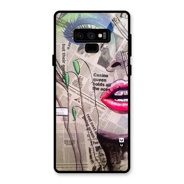 Newspaper Girl Art Glass Back Case for Galaxy Note 9