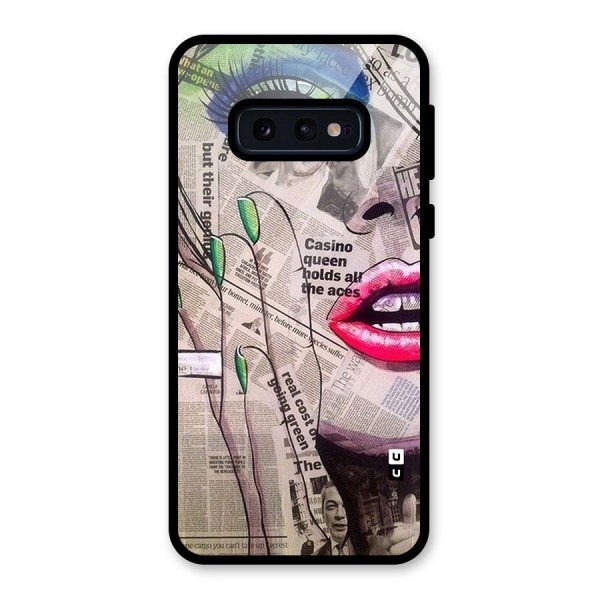 Newspaper Girl Art Glass Back Case for Galaxy S10e