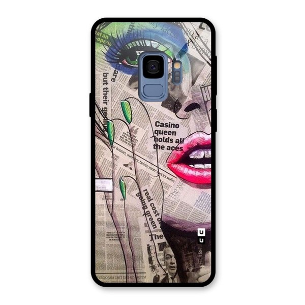 Newspaper Girl Art Glass Back Case for Galaxy S9