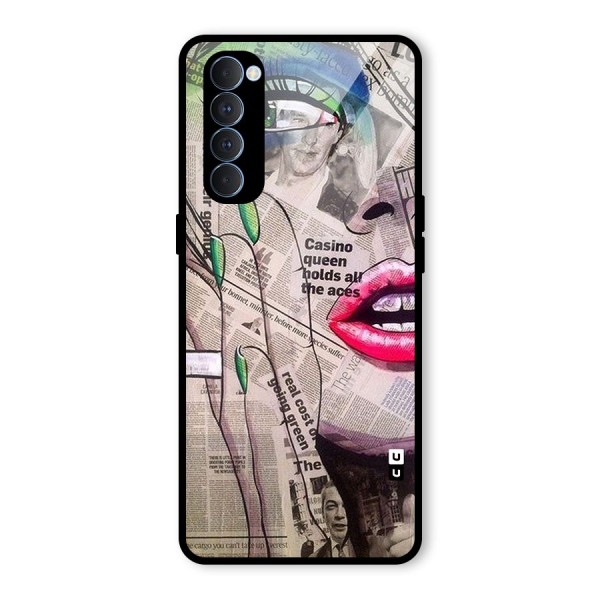 Newspaper Girl Art Glass Back Case for Oppo Reno4 Pro