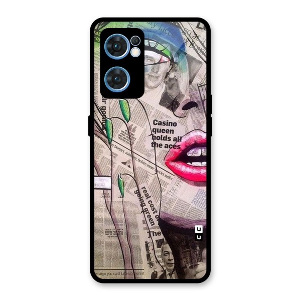 Newspaper Girl Art Glass Back Case for Oppo Reno7 5G