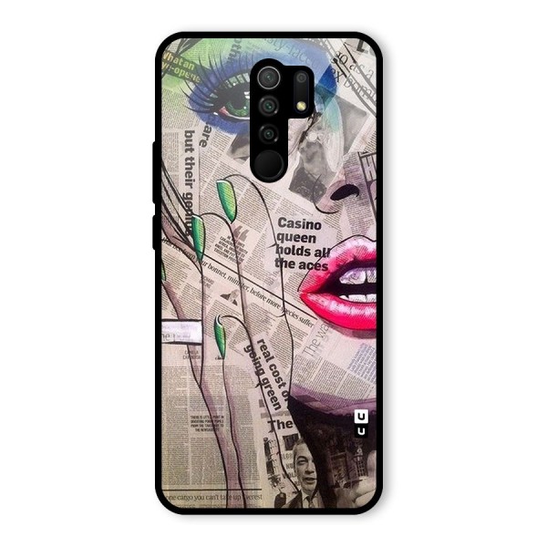 Newspaper Girl Art Glass Back Case for Redmi 9 Prime