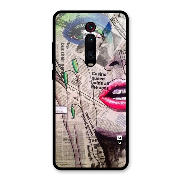 Newspaper Girl Art Glass Back Case for Redmi K20 Pro