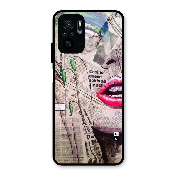 Newspaper Girl Art Glass Back Case for Redmi Note 10