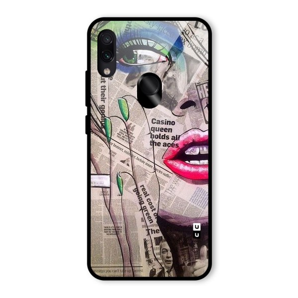 Newspaper Girl Art Glass Back Case for Redmi Note 7