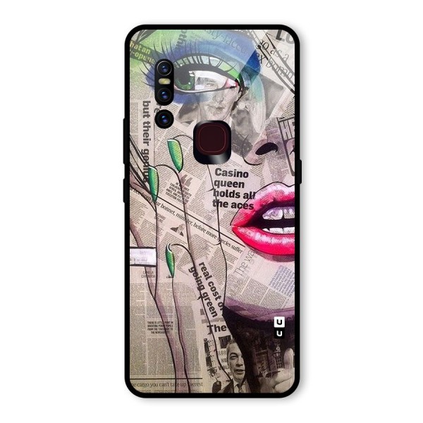 Newspaper Girl Art Glass Back Case for Vivo V15