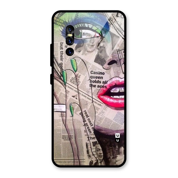 Newspaper Girl Art Glass Back Case for Vivo V15 Pro